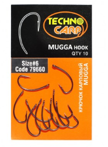 

Крючок карповый "Mugga" NEW №6 ( Технокарп )