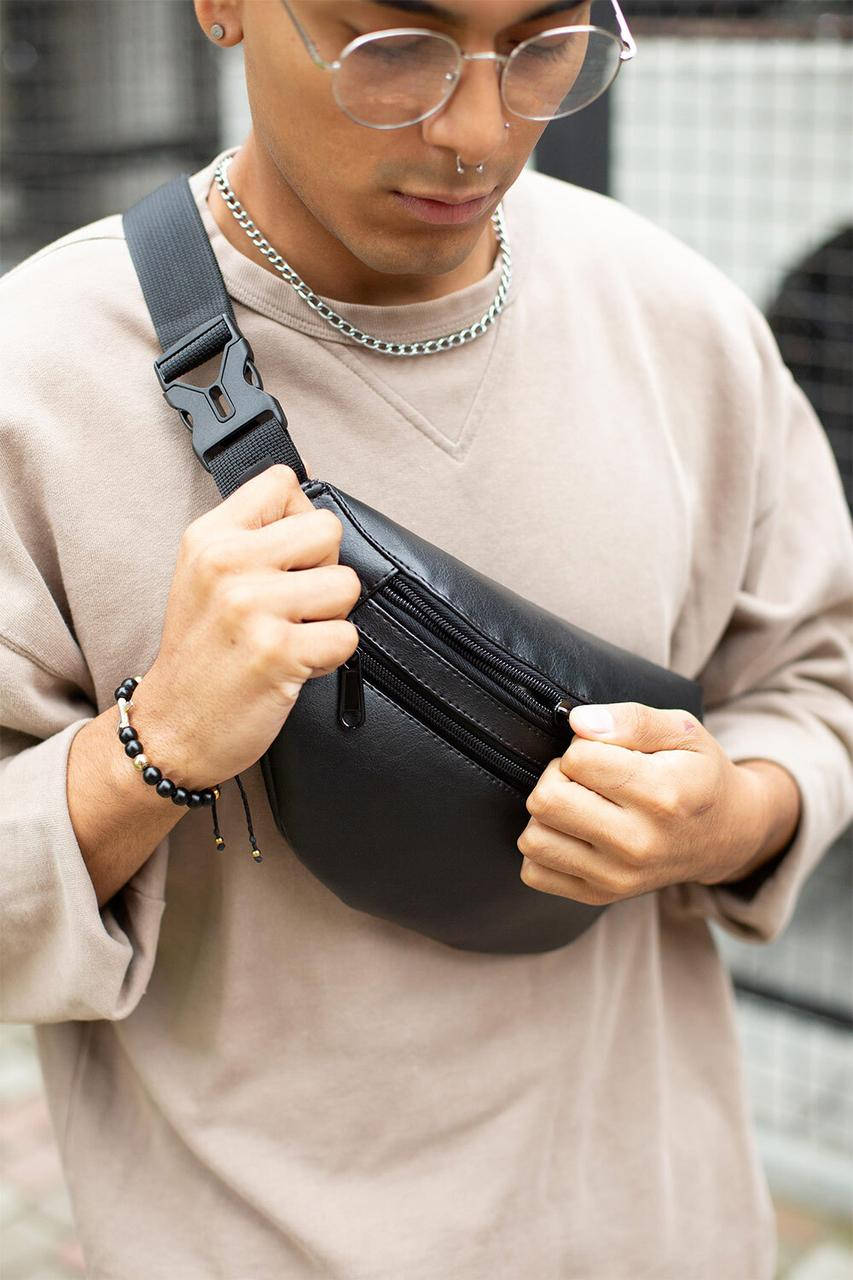 

Мужская Бананка Without Кожанная Diamond Черная