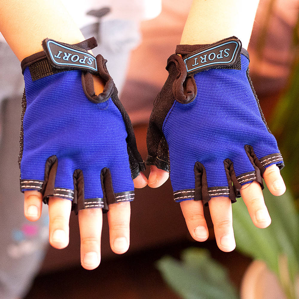 

Перчатки велосипедные Sporty беспалые детские спортивные Solid Blue