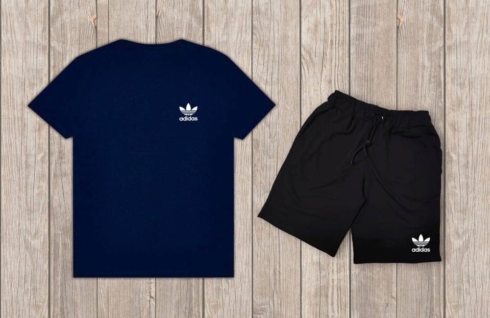 

Комплект лентий мужской Adidas Синяя футболка черные шорты L