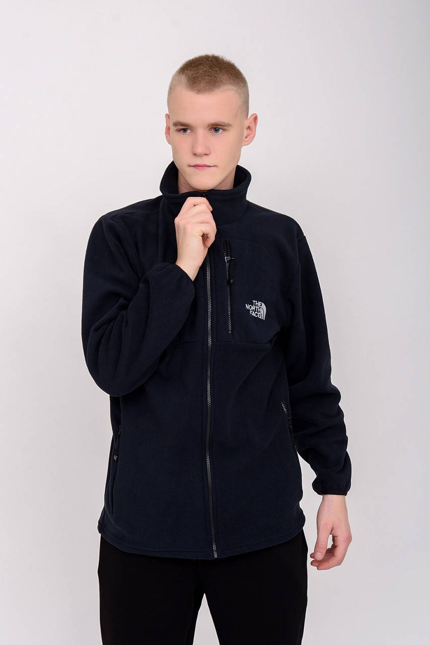 

Мужская флисовая кофта безкапюшона The North Face, Флисовые кофты мужские утепленные синяя Норт фейс XL, Синий