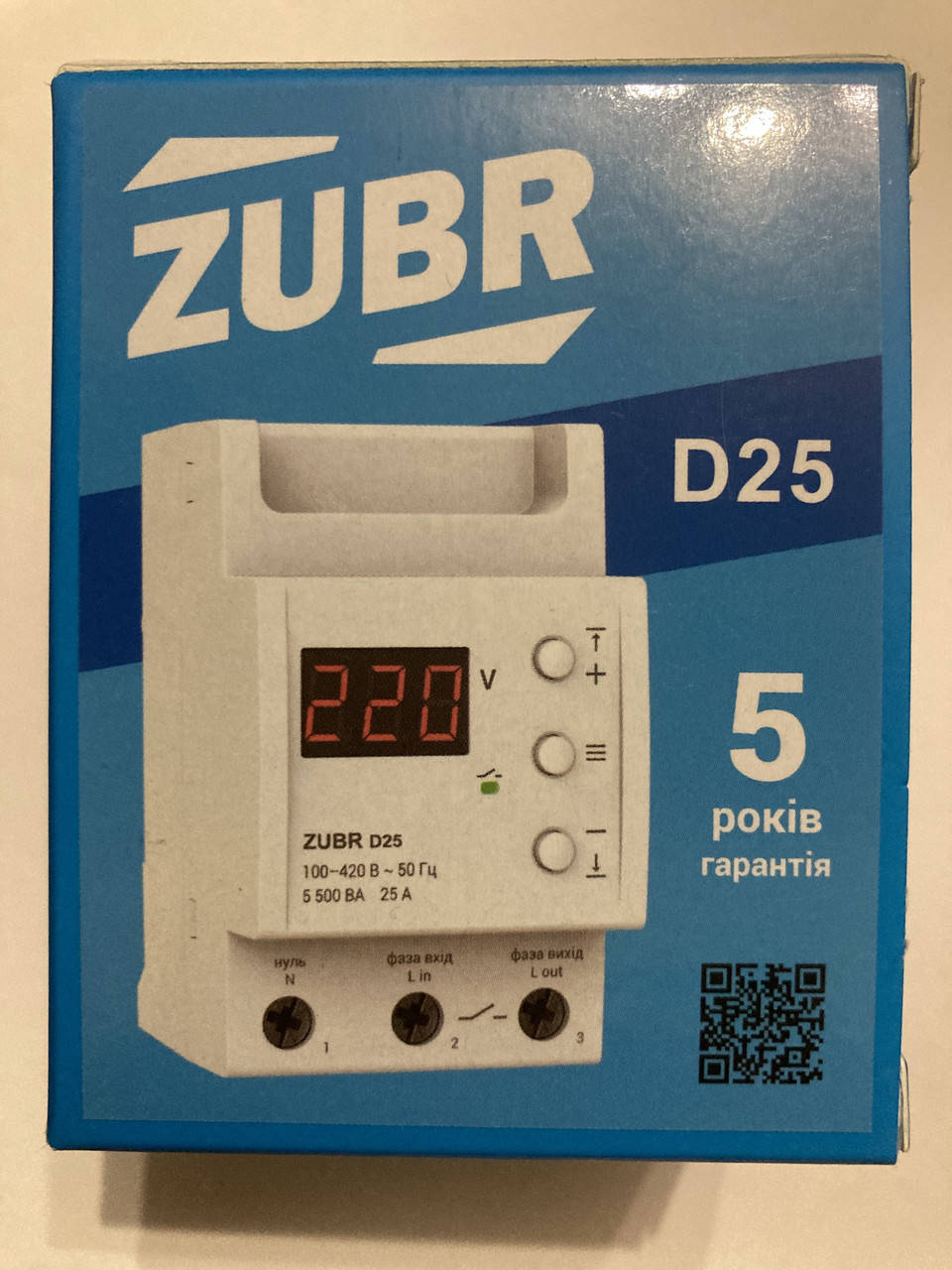

Защита от перенапряжения ZUBR D25 (реле напряжения и защиты)