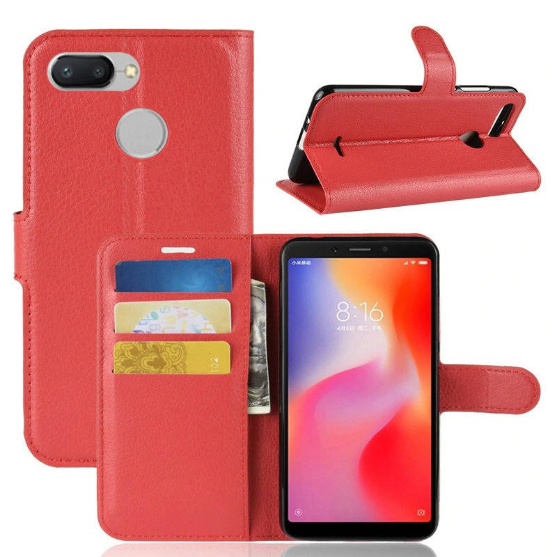 

Чехол-книжка Litchie Wallet для Xiaomi Redmi 6 Красный