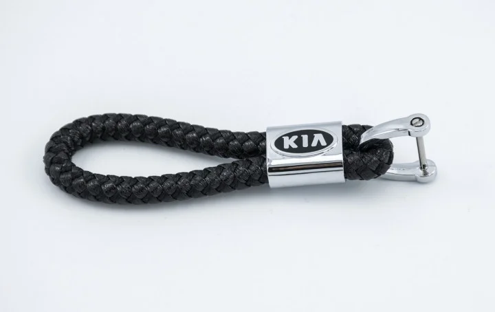 

Брелок Kia для автомобильных ключей Эко кожа косичка, Черный