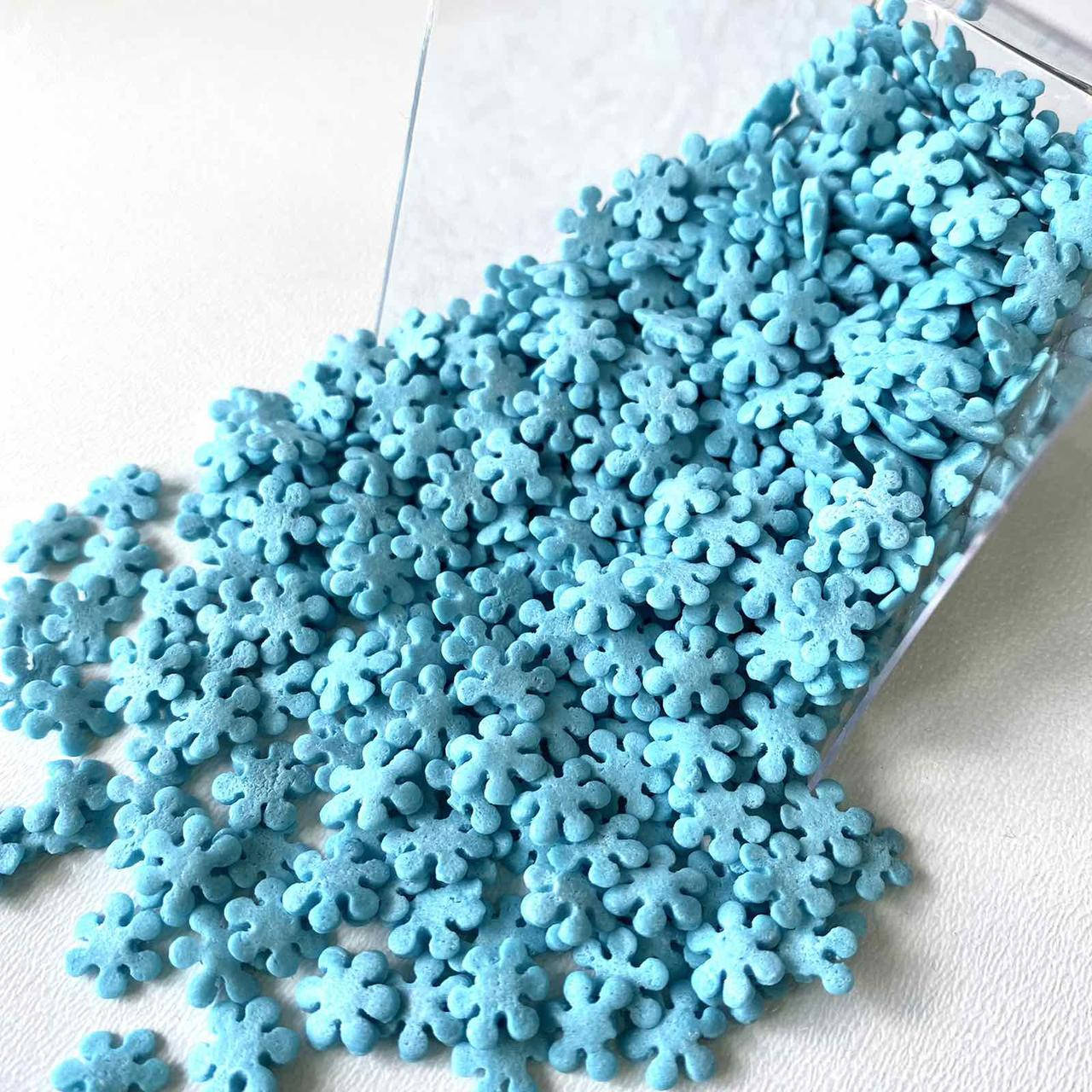 

Присипка для кондитерських виробів Сніжинки блакитні, 50 грам, Голубой