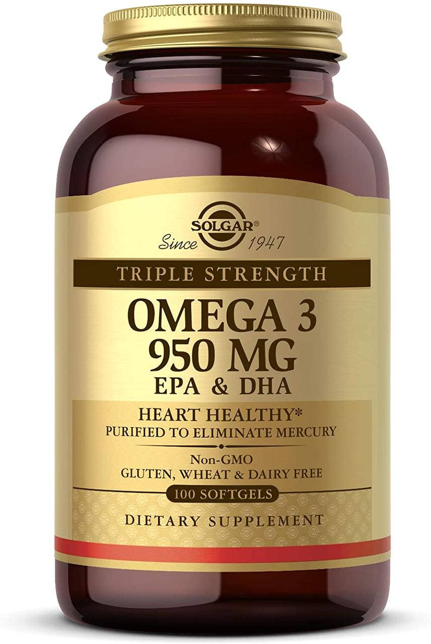 

Solgar Omega-3 Triple Strength 950 mg 100 гелевых капсул Солгар омега3 рыбий жир