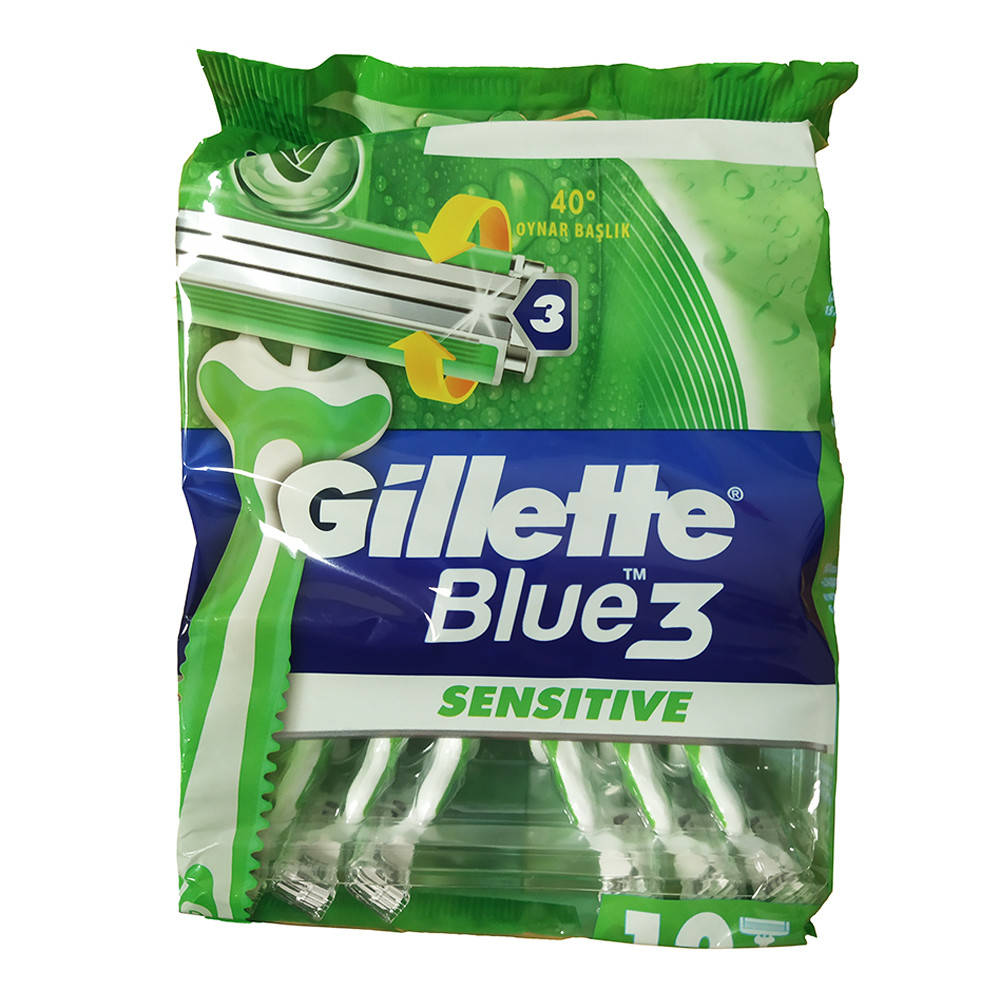 

Станок одноразовый Gillette Blue 3 Sensitive 12 шт (7702018490196), Зелёный