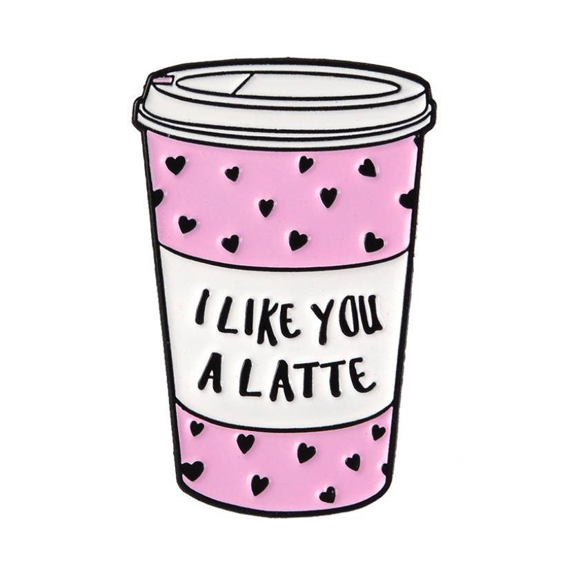

"Стаканчик кофе I like you a latte" значок (пин) металлический