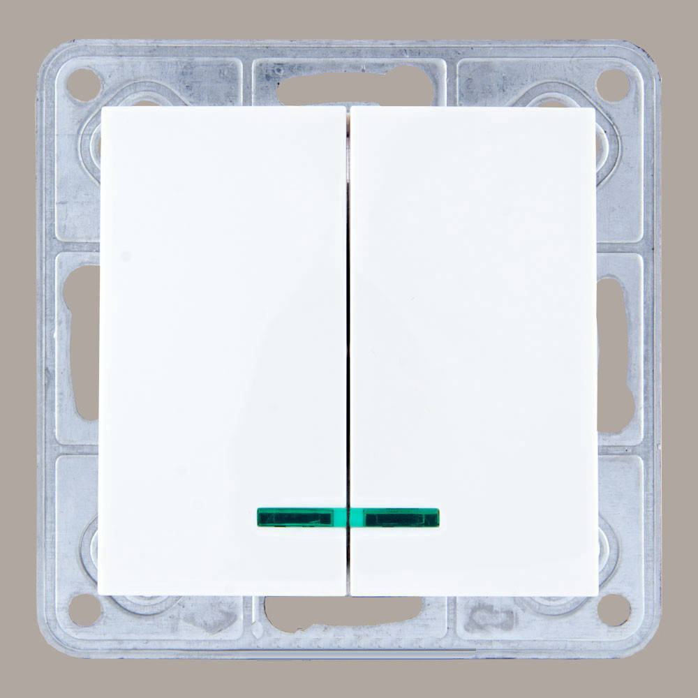 

Выключатель двойной с подсветкой LXL Tesla белый