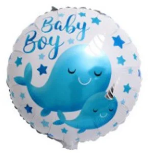 

Фольгированный шарик КНР 18" (45 см) Круг baby boy нарвал, Разные цвета