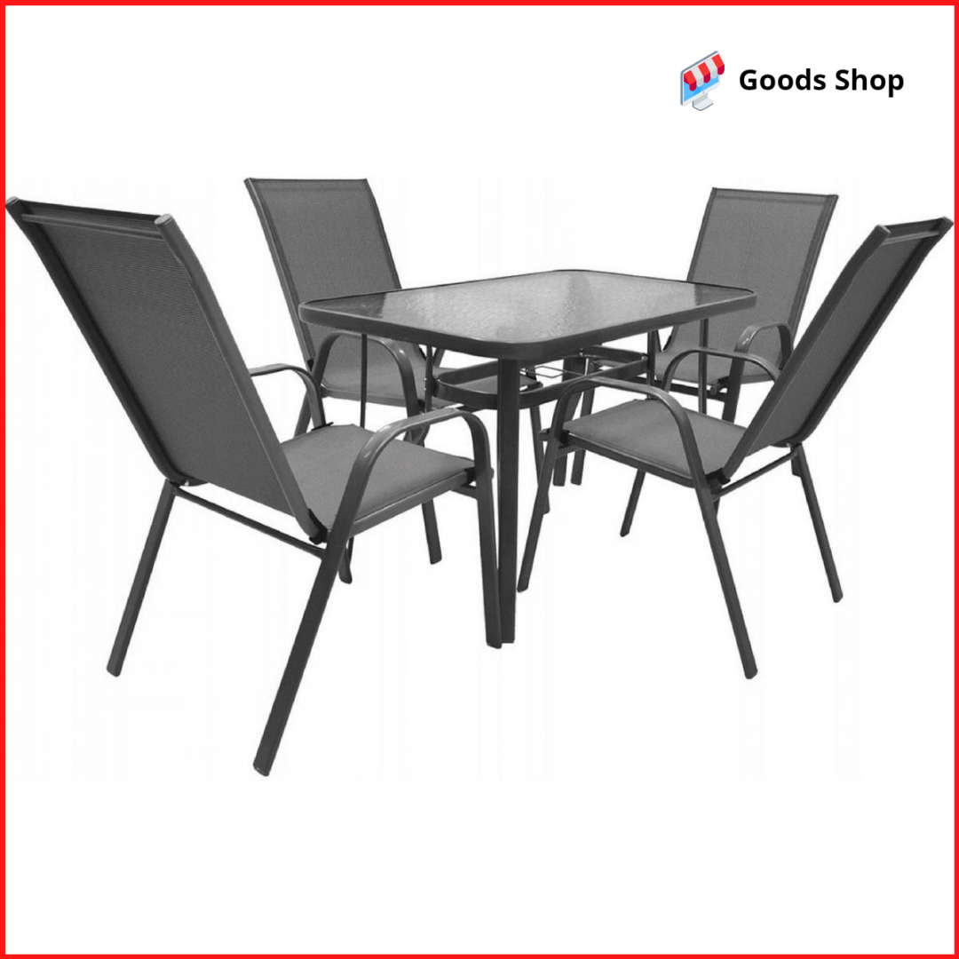 

Набор садовой мебели для дачи со столом четырьмя креслами Комплект мебели для сада Летняя мебель кафе серая