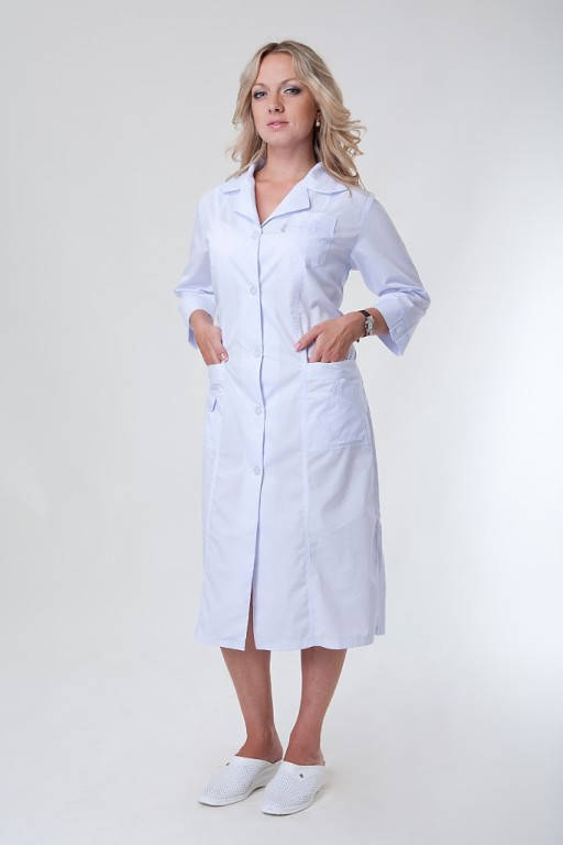 

Медицинский халат удлиненный на пуговицах габардин, Разные цвета