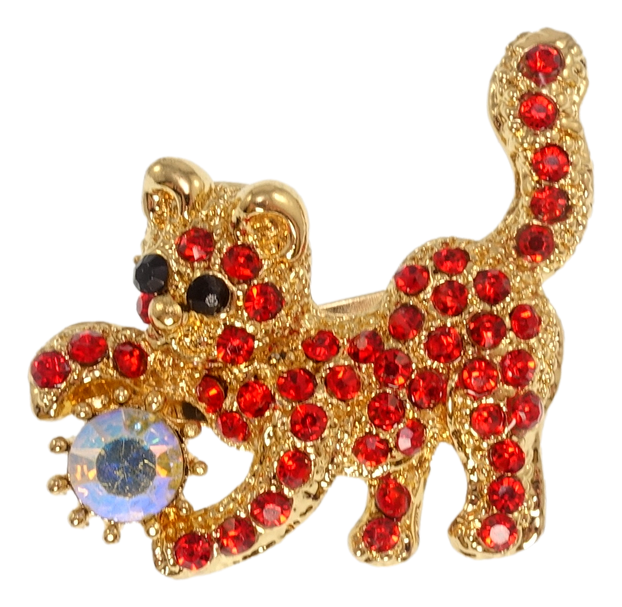 

Брошь "Кот с красными стразами"