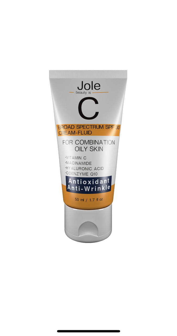 

Солнцезащитный крем для лица для жирной и комби кожи Jole Antioxidant Fluid Sunscreen SPF UVB 30 UVA 10 50мл