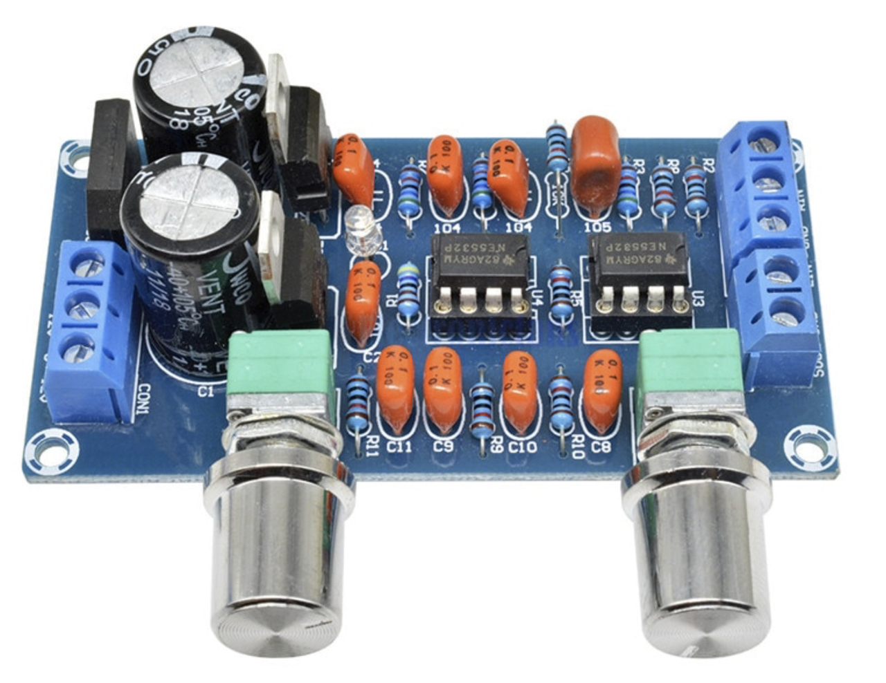 

Фильтр НЧ для сабвуфера NE5532 DC 9-15В плата