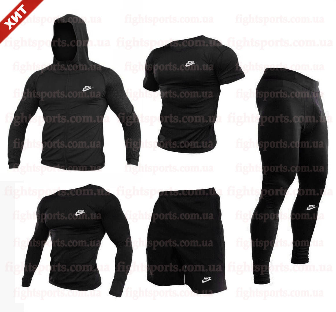 

Компрессионная одежда комплект 5 в 1 NIKE (Найк) для тренировок Черный Пакистан "В СТИЛЕ"