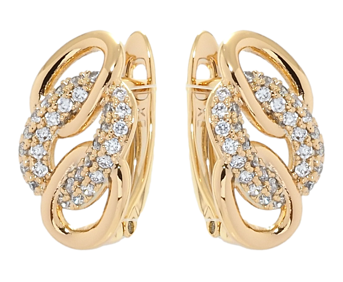 

Серьги Xuping Позолота 18K английский замок "Овалы с цирконием"
