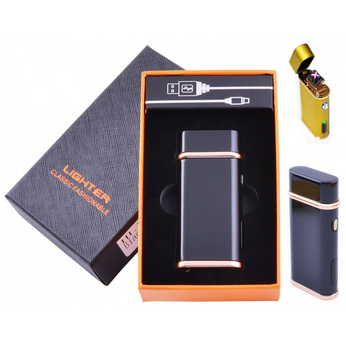 

Электроимпульсная USB зажигалка Lighter HL-104, подарочная упаковка, Черный