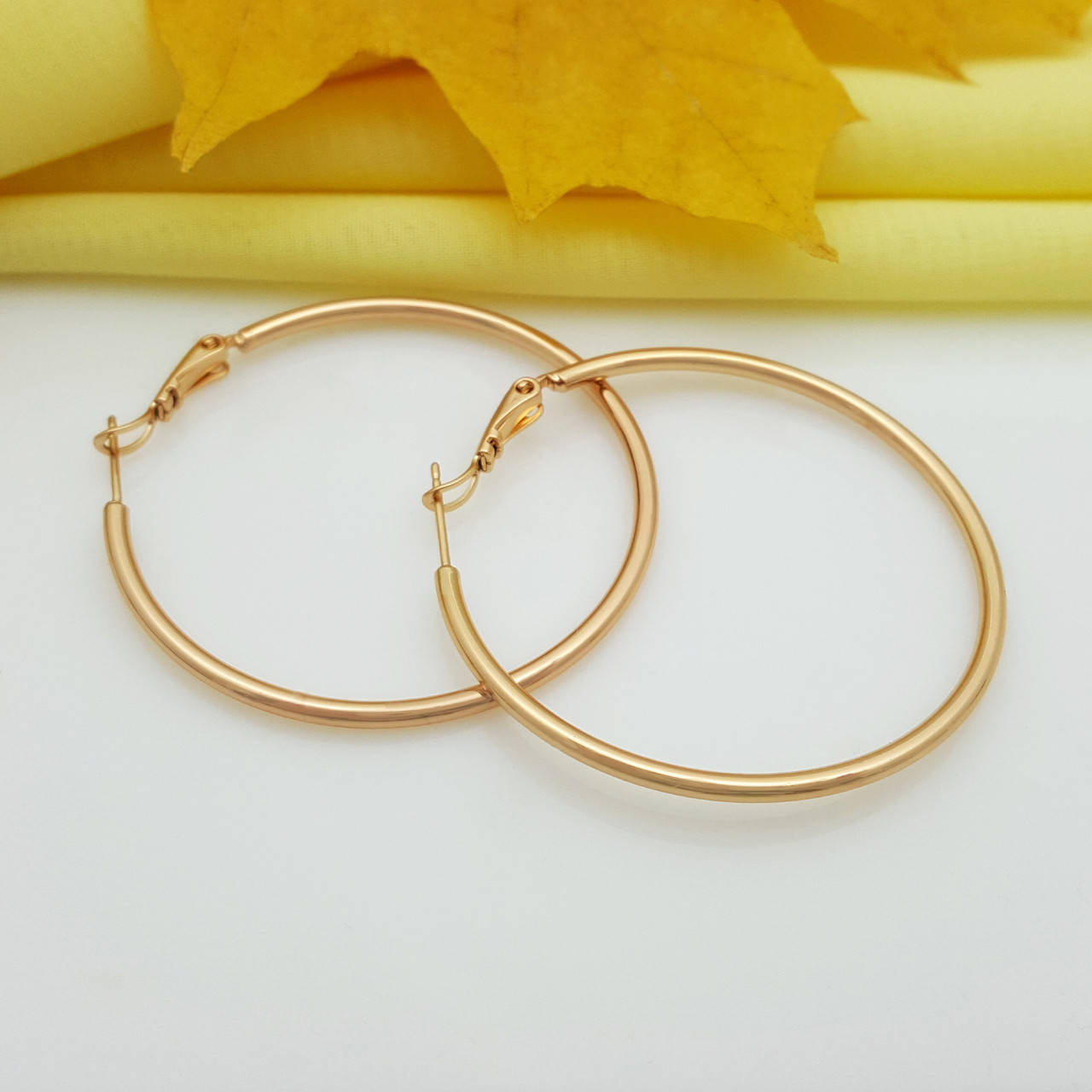 

Серьги Глянцевые Кольца, без камней, медсталь Xuping,18К