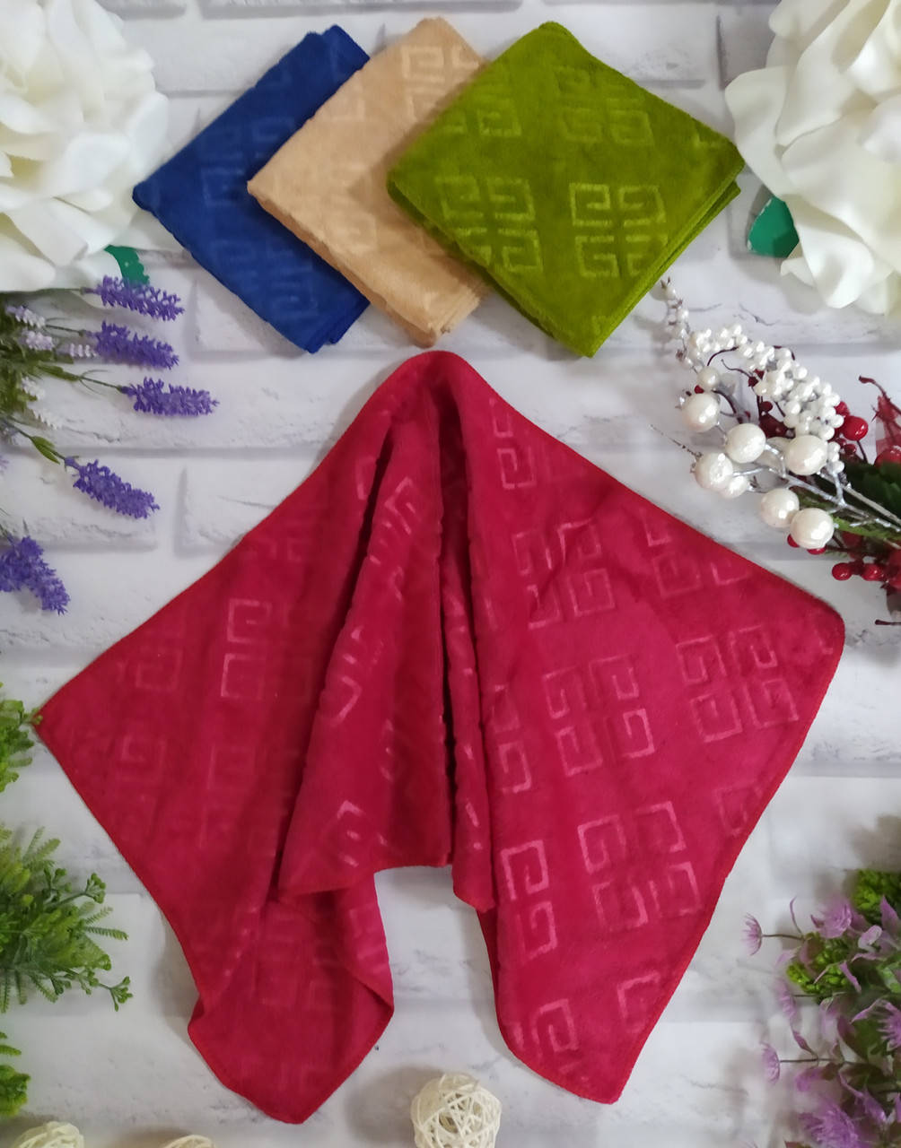 

Полотенце для кухни р. 74х34 см микрофибра с теснением, Разные цвета
