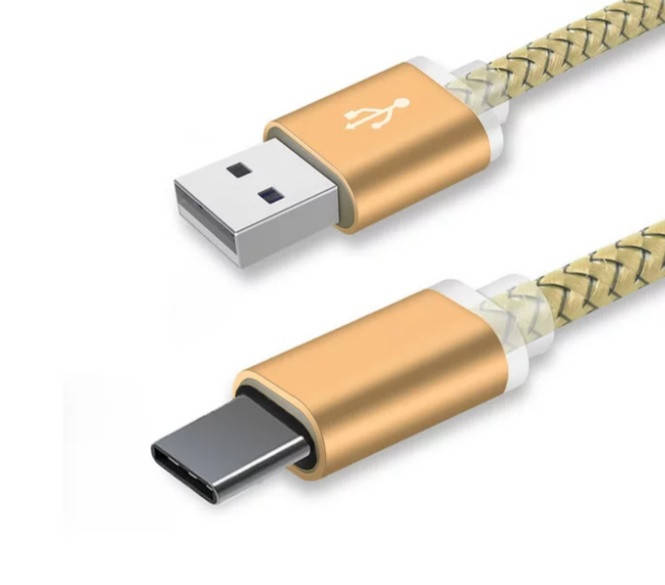 

Type C USB кабель для захищених смартфонів Золотий 1 метр, Золотистый