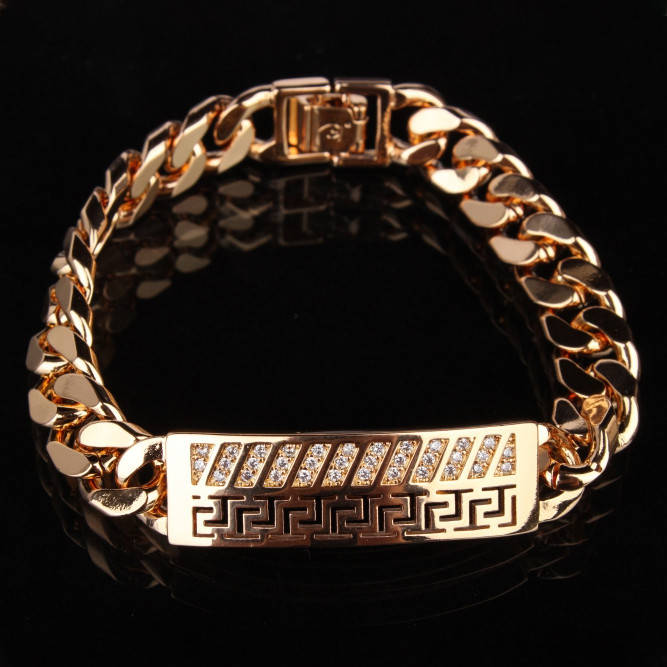 

Браслет цепь золотой с камнями бижутерия XUPING, женский браслет цепочка массивный под золото, браслет Меандр