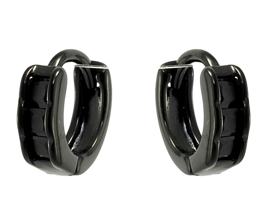 

Серьги Xuping Позолота Black (черное золото) колечки "Классика с черными фианитами"