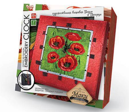 

Набор для творчества DankoToys DT EC-01-05 Часы-вышивка гладью Embroidery clock Маки