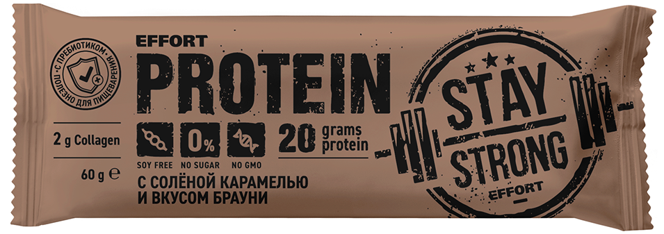 

Протеиновый батончик Effort Солёная Карамель и Брауни (60 грамм)