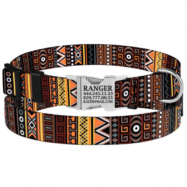 

Ошейник Для Собак BronzeDog Urban Tribal Нейлоновый с Металлической Пряжкой и Гравировкой Коричневый 16 мм