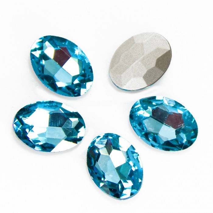 

Стразы-Кабошоны Риволи Monisto Стекло Граненые 13x18x5мм Цвет: Небесно-Голубой 10шт