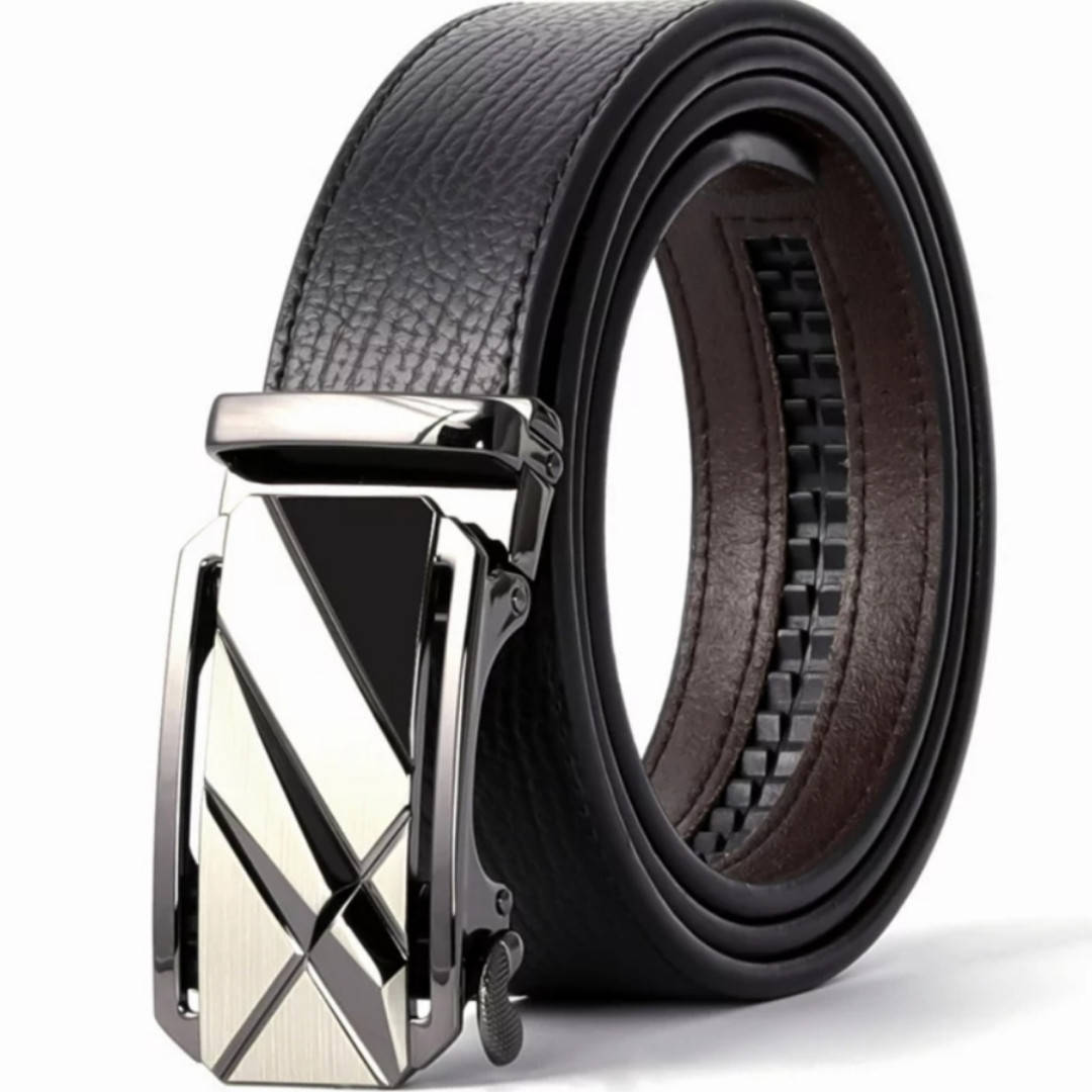 

Мужской черный ремень с автоматической пряжкой эко-кожа