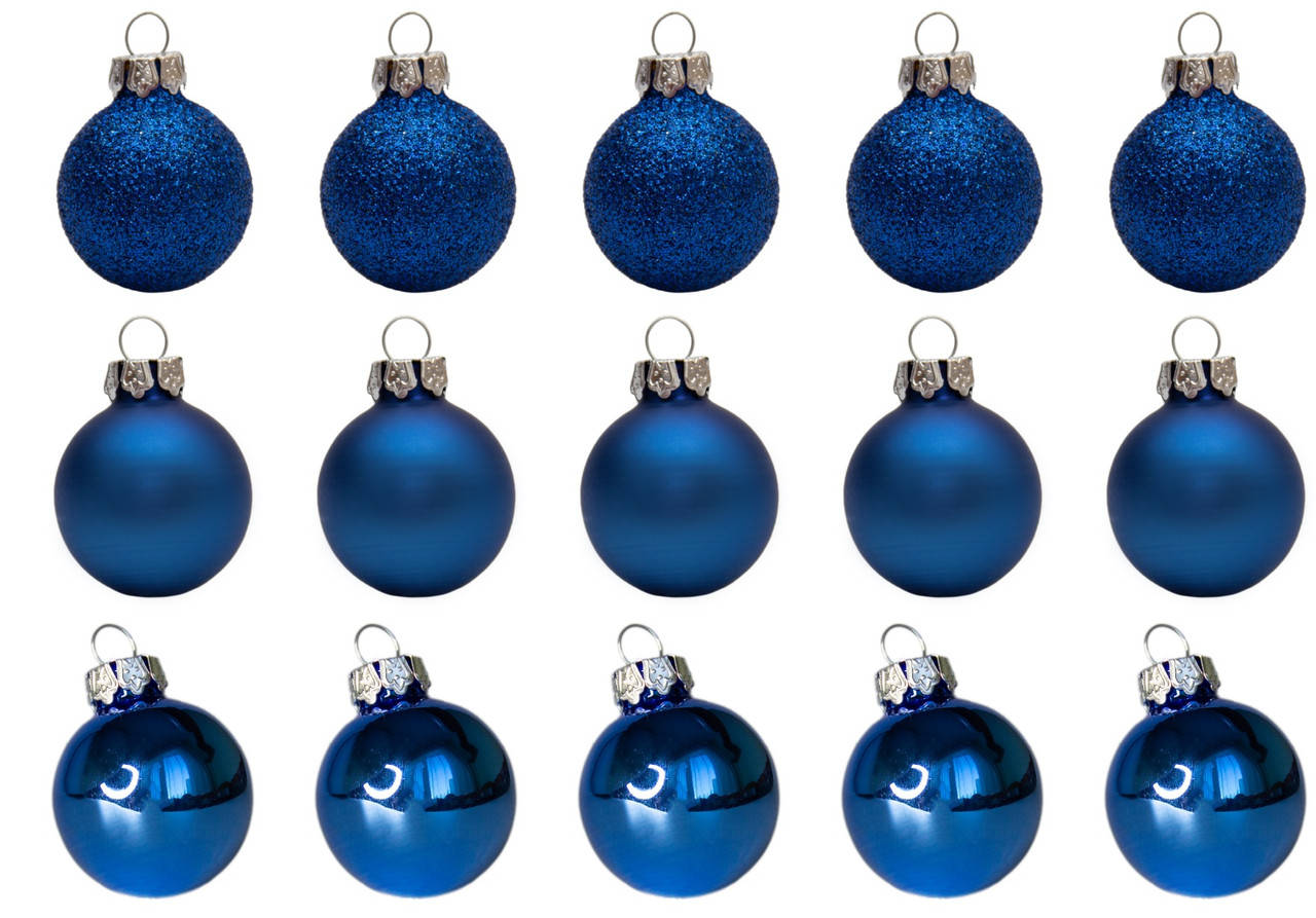 

Набор елочных игрушек - мини-шары, 15 шт, D3 см, синий, микс, стекло (390014-4)