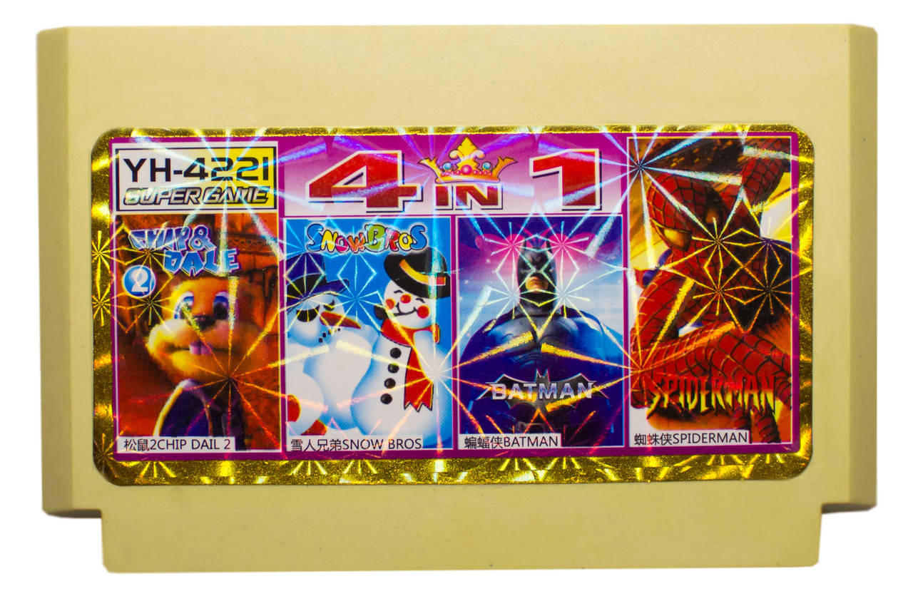 

Картридж денди 4 в 1 Chip Dail 2, Batman, Spiderman, Snow Bros