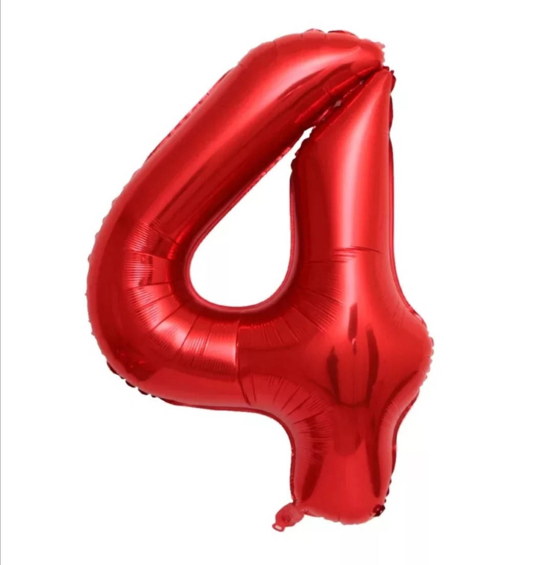 

Шар цифра "4" (Красная) фольгированная "40" (100см), Красный