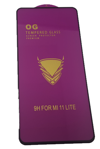 

Защитное стекло дисплея для Xiaomi Mi 11 Lite (закаленное стекло) 9D, Premium, черное, Черный