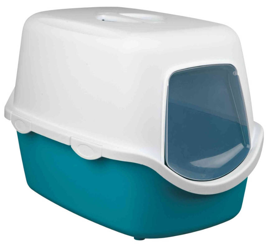 

Туалет закрытый для котов Vico Litter Tray с дверью 40*40*56 см бирюзовый/белый