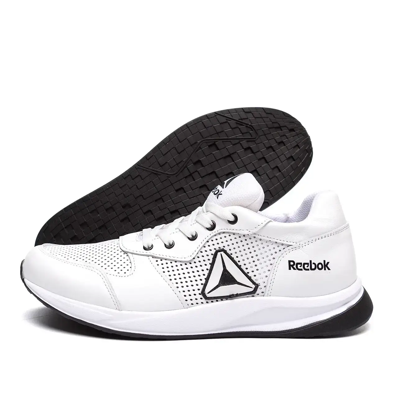 

Мужские кожаные летние кроссовки, перфорация Reebok Classic White, Белый