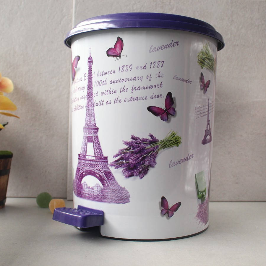 

Двойное ведро для мусора с педалью "Лавандовый Париж" 11 л (2шт*5.5л), Белый