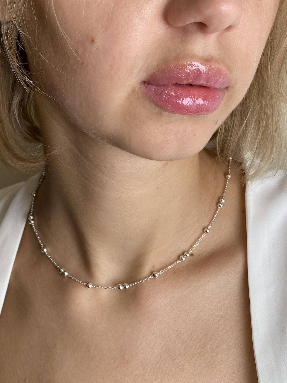 

Женская шикарная серебряная цепь 925 пробы машинное плетение