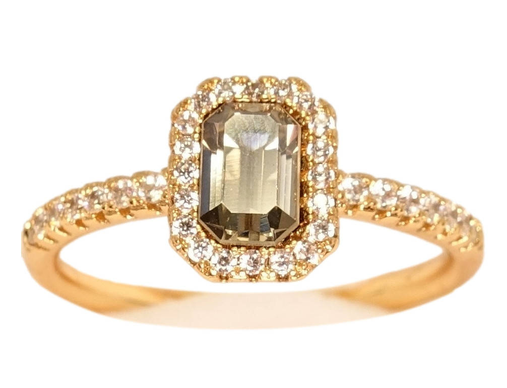 

Кольцо Xuping Позолота 18K с кристаллами Swarovski "Граненный кристалл обрамление цирконием"р.18.5,19.5