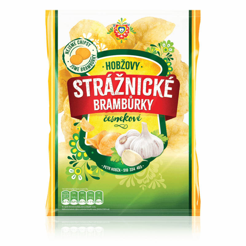 

КАРТОФЕЛЬНЫЕ ЧИПСЫ STRÁŽNICKÉ BRAMBŮRKY ČESNEKOVÉ ЧЕСНОК 60 Г