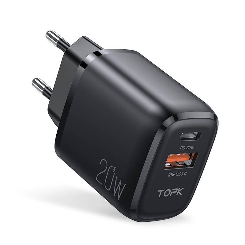 

Сетевое зарядное устройство TOPK B210P 20W QC3/PD Черный с быстрой зарядкой и разъемом TypeC