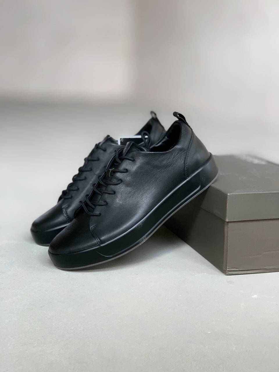 

Кроссовки мужские Ecco Soft Black "Черные", Черный