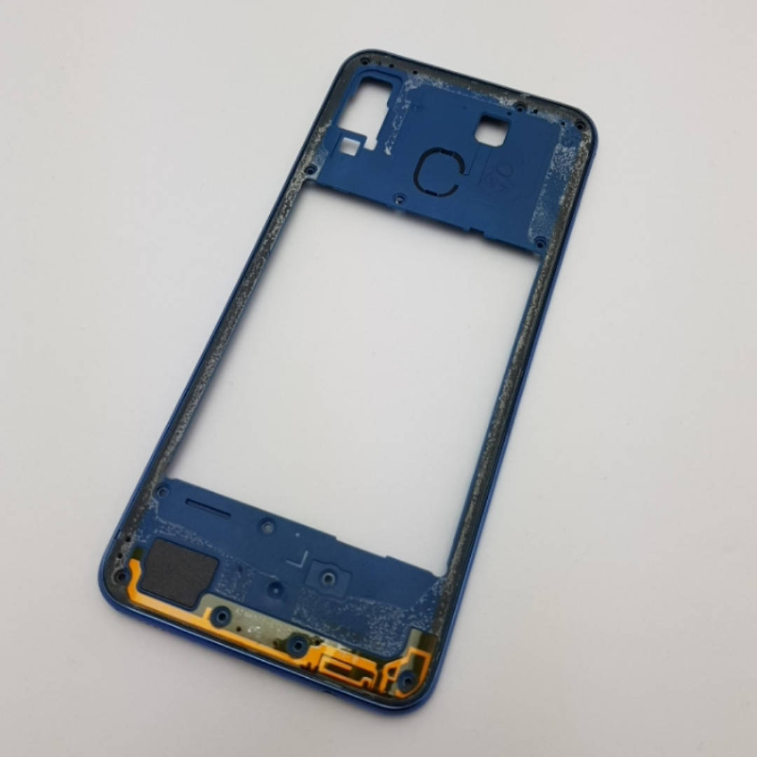 

С дефектом. Средний корпус Samsung A30 2019 A305F синий с разборки (потертости)