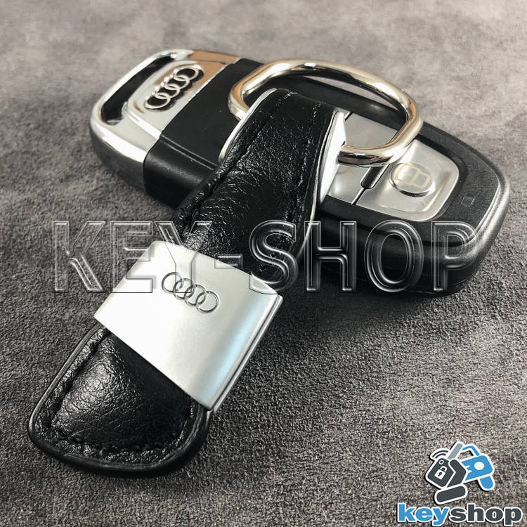

Брелок для авто ключей Ауди (Audi) кожаный, Черный
