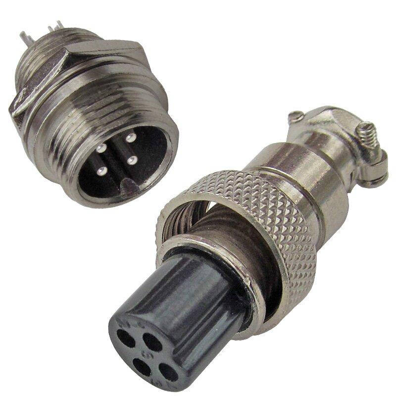

Разъем GX12-4 авиационный цилиндрический интерфейсный пара штекер+гнездо 4 контакта