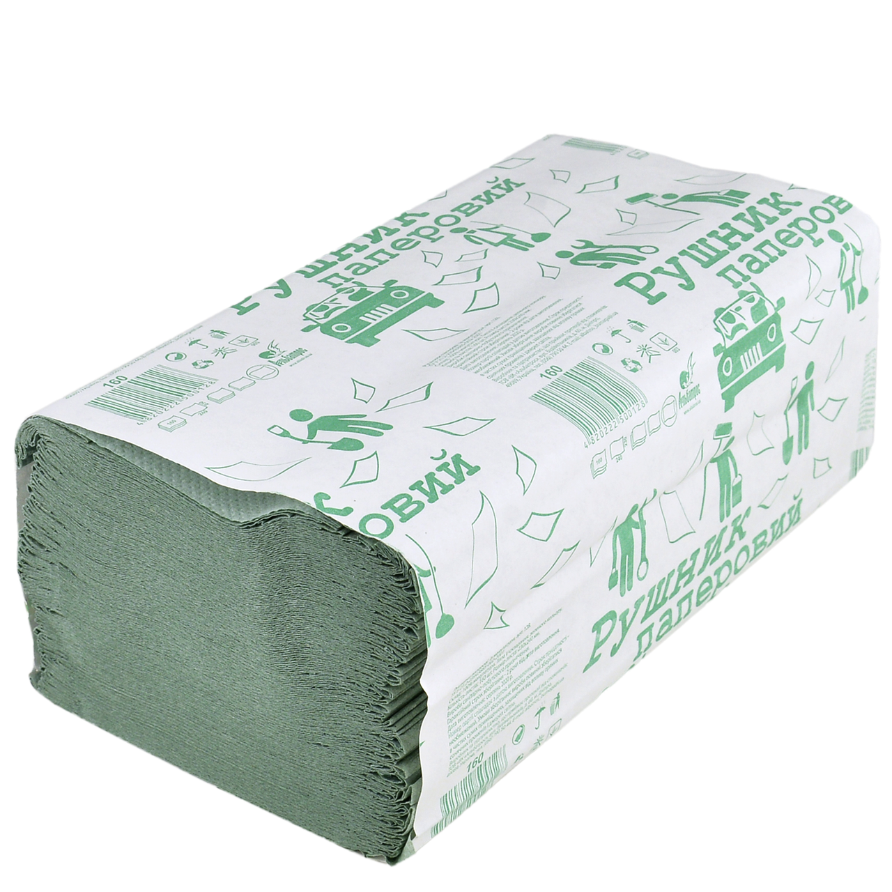 

Полотенце бумажное Зеленое 24*23см 160шт 25шт/ящ, Зелёный