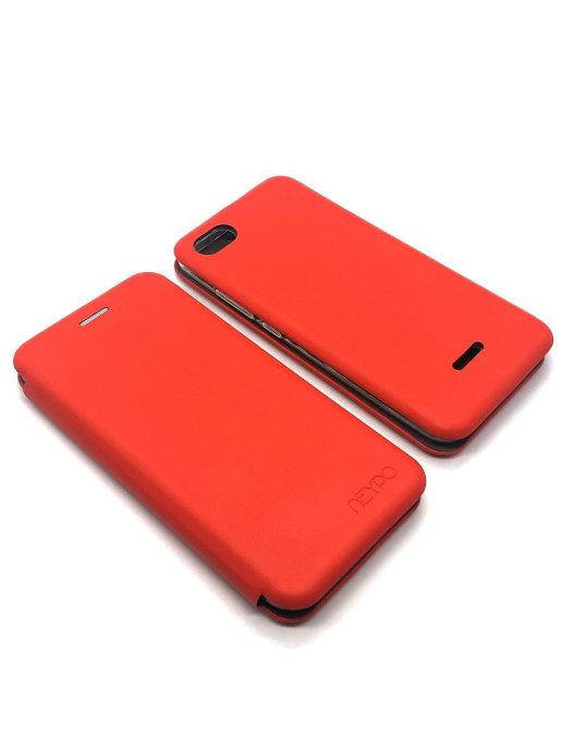

Чехол книжка Xiaomi Redmi 6A красный цвет \ чехол-книга сяоми редми 6а магнитная есть отдел для карты