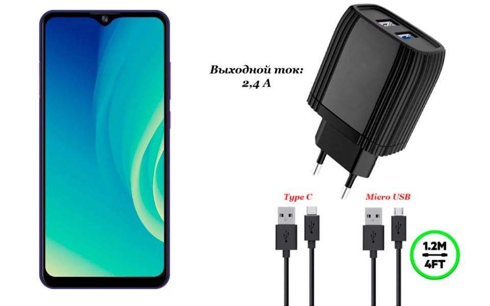 

Сетевое зарядное устройство для ZTE Blade A7 2020, Черный